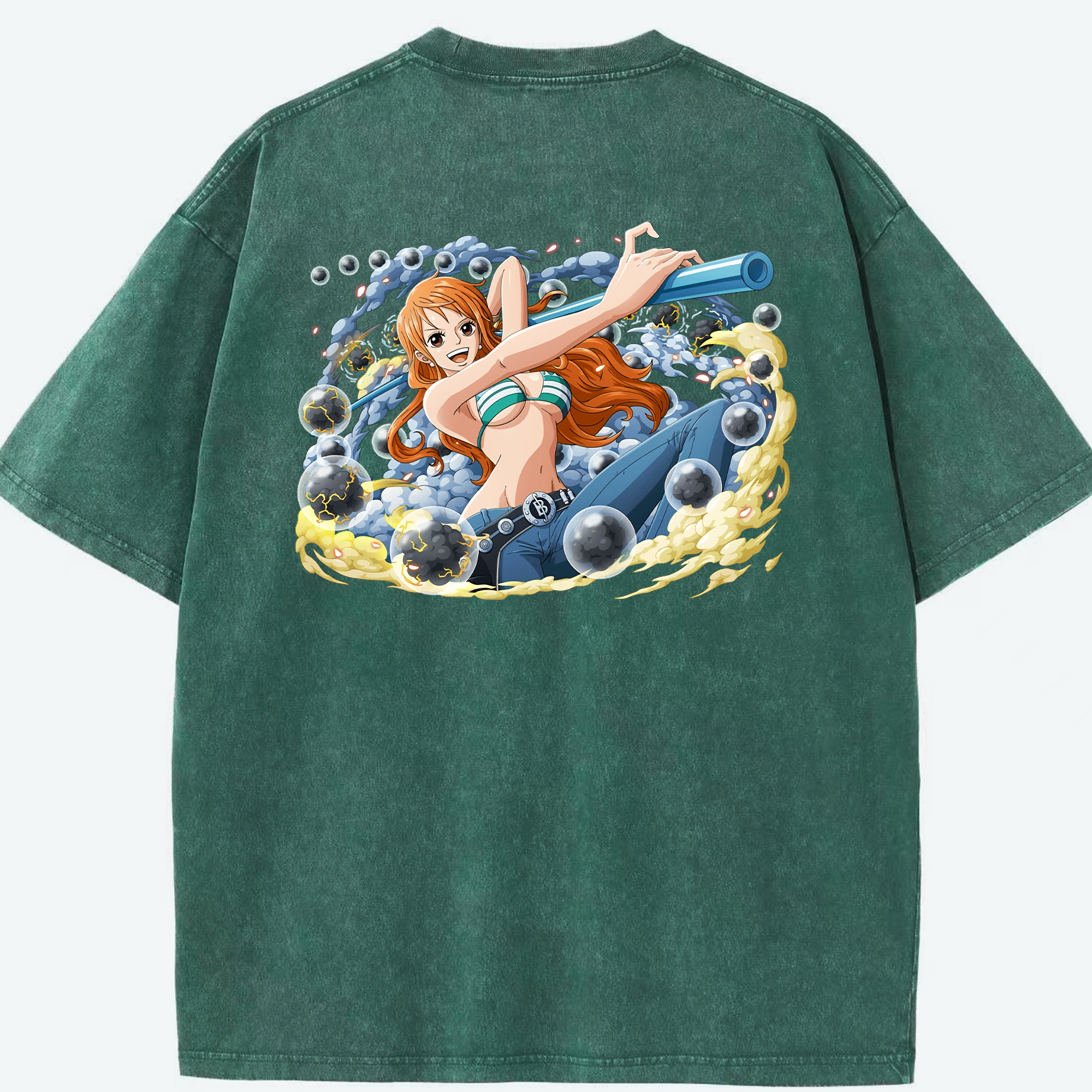 ワンピース ナミ ONE PIECE Nami 綿100% ヴィンテージ風 半袖Tシャツ（背面プリント）